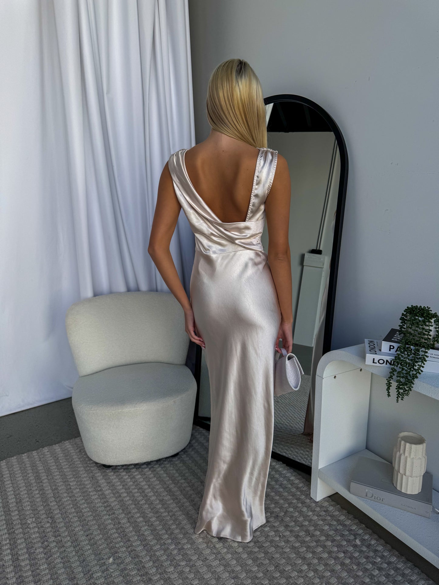 POSAY SATIN MAXI DRESS - CHAMPAGNE