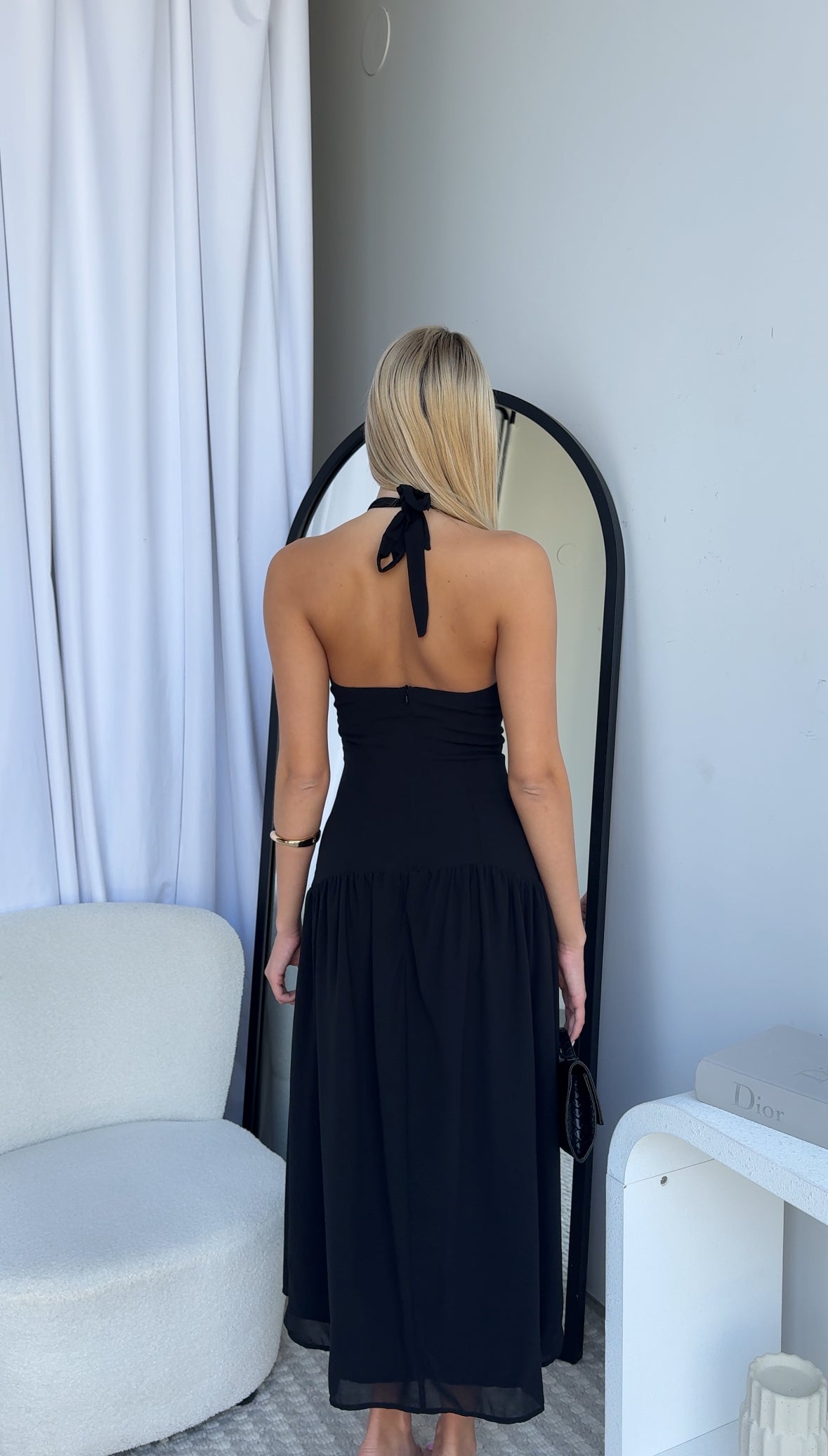 AMBER MIDI DRESS - BLACK