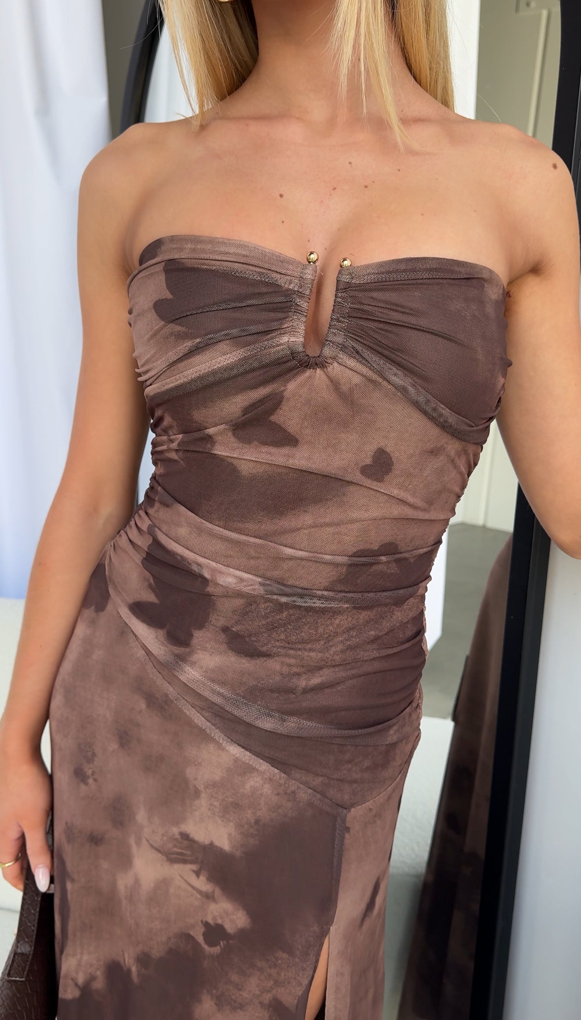 NAKARI MAXI DRESS - BROWN MULTI