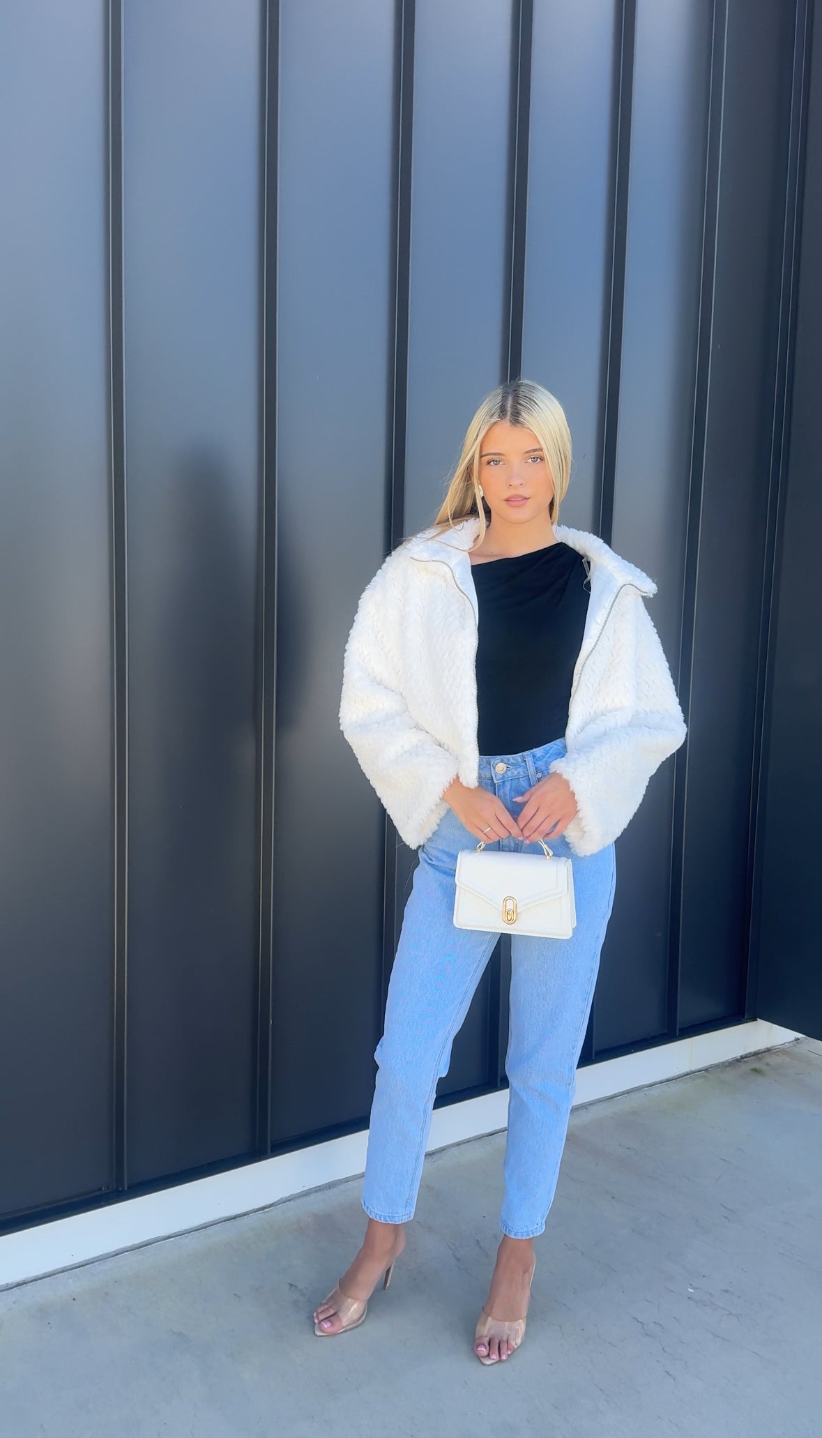 MARGOT FAUX FUR JACKET - WHITE