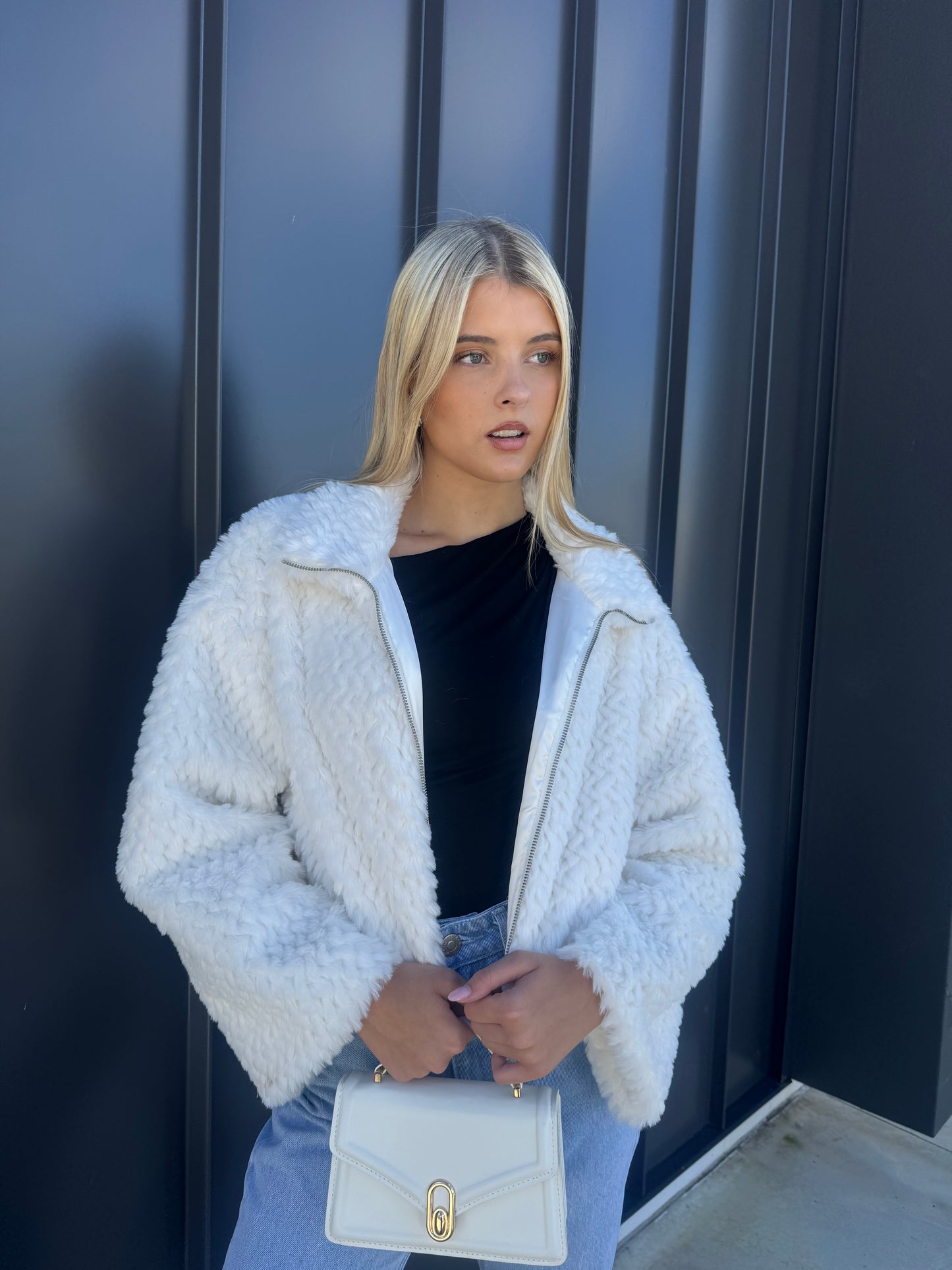 MARGOT FAUX FUR JACKET - WHITE