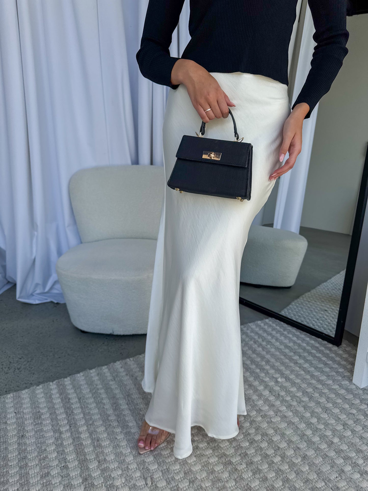 VERA SATIN SKIRT - WHITE