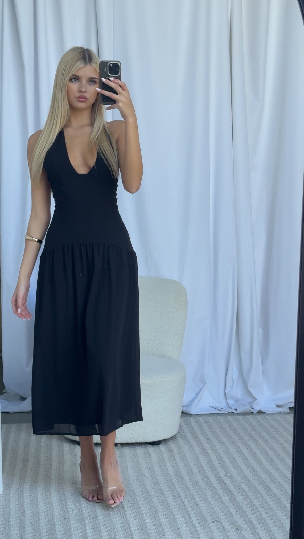 AMBER MIDI DRESS - BLACK