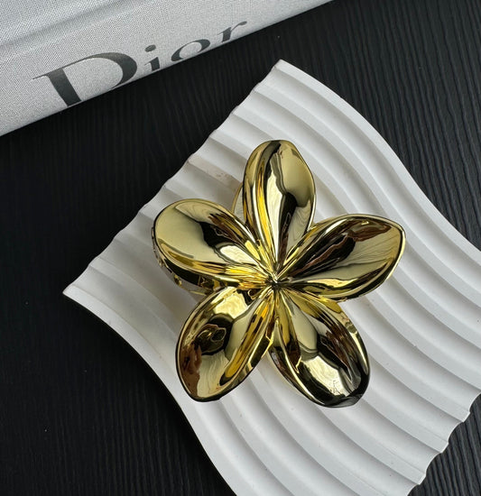 ALINA FLOWER HAIR CLAW - GOLD