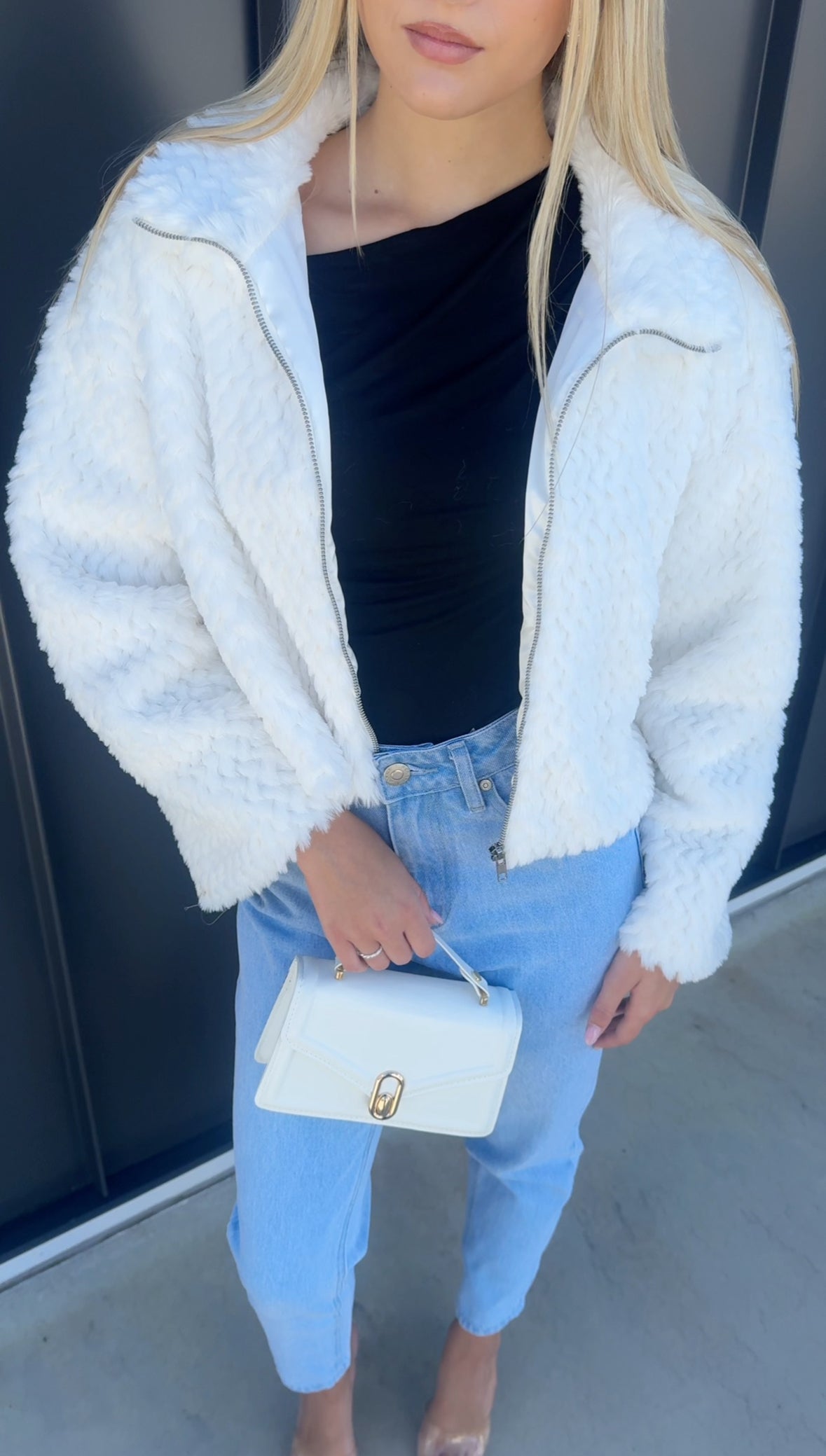 MARGOT FAUX FUR JACKET - WHITE