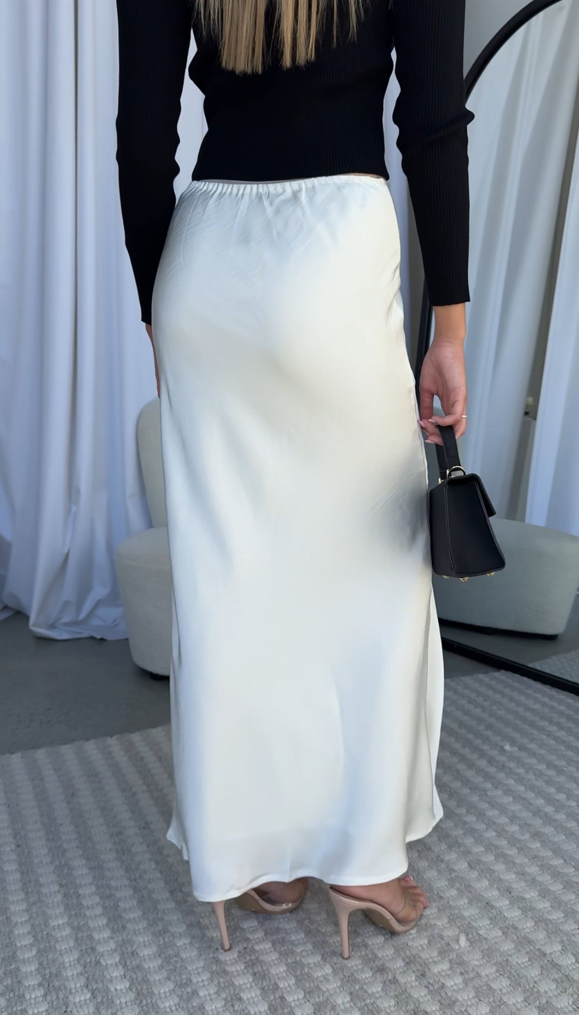 VERA SATIN SKIRT - WHITE
