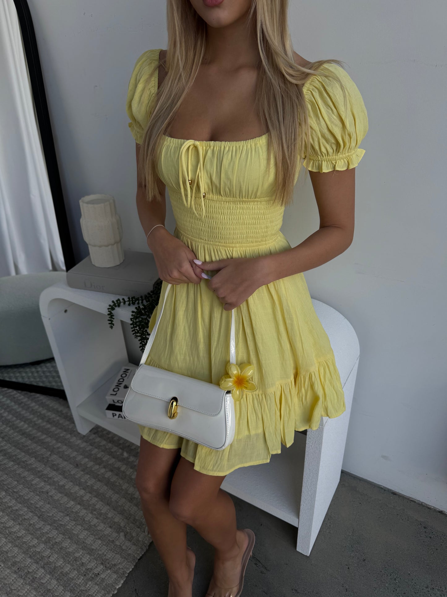 EVERLEY MINI DRESS - LEMON