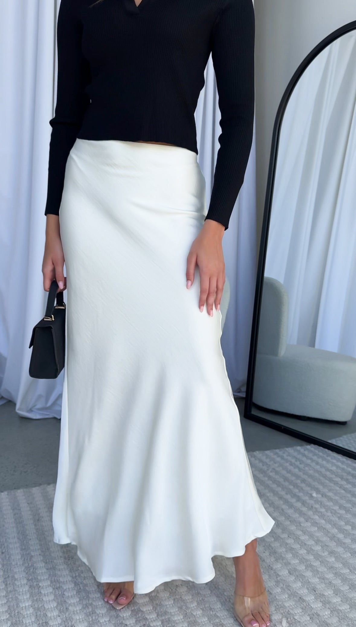 VERA SATIN SKIRT - WHITE