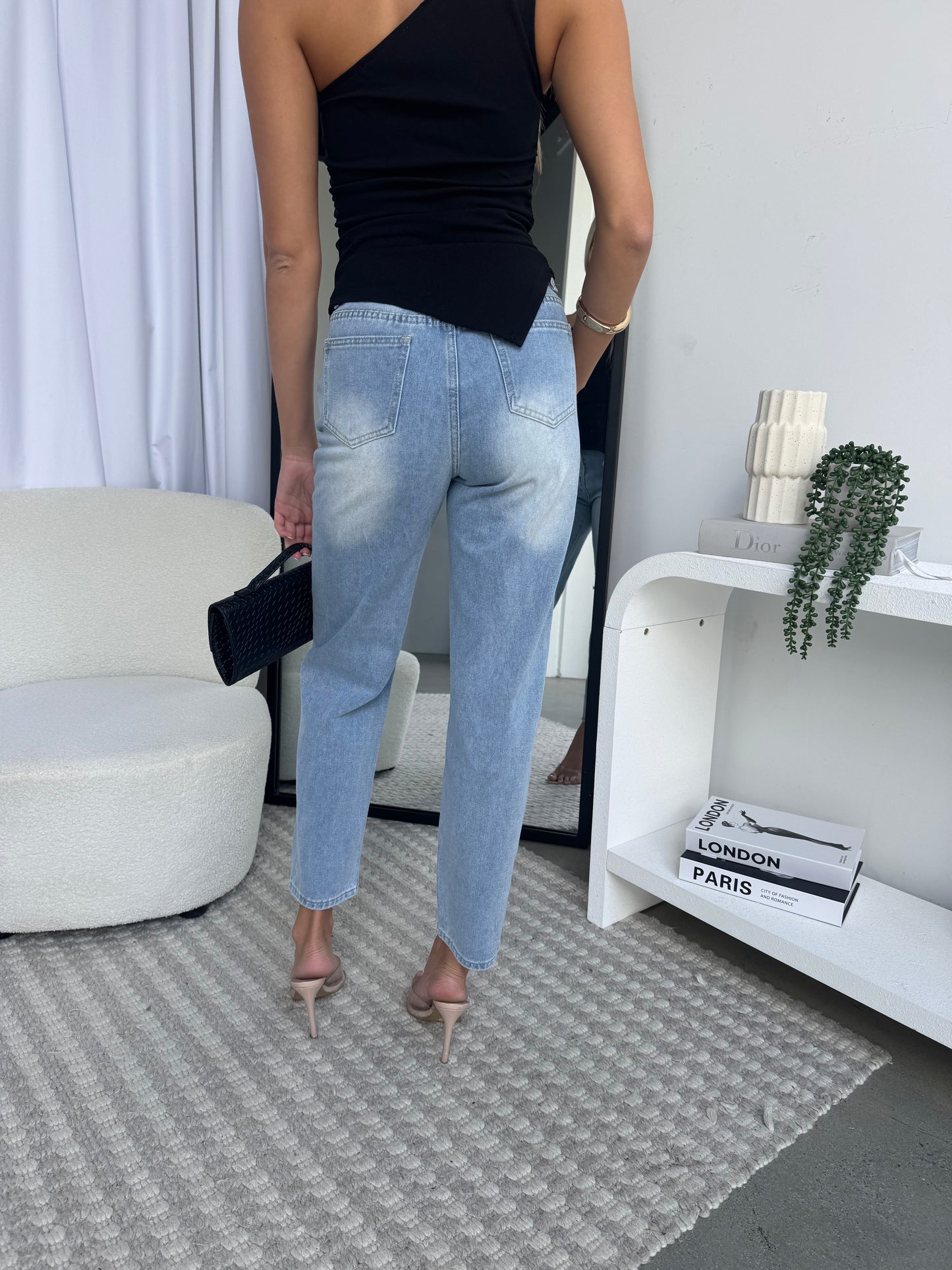 CALILE RIP JEANS - BLUE DENIM