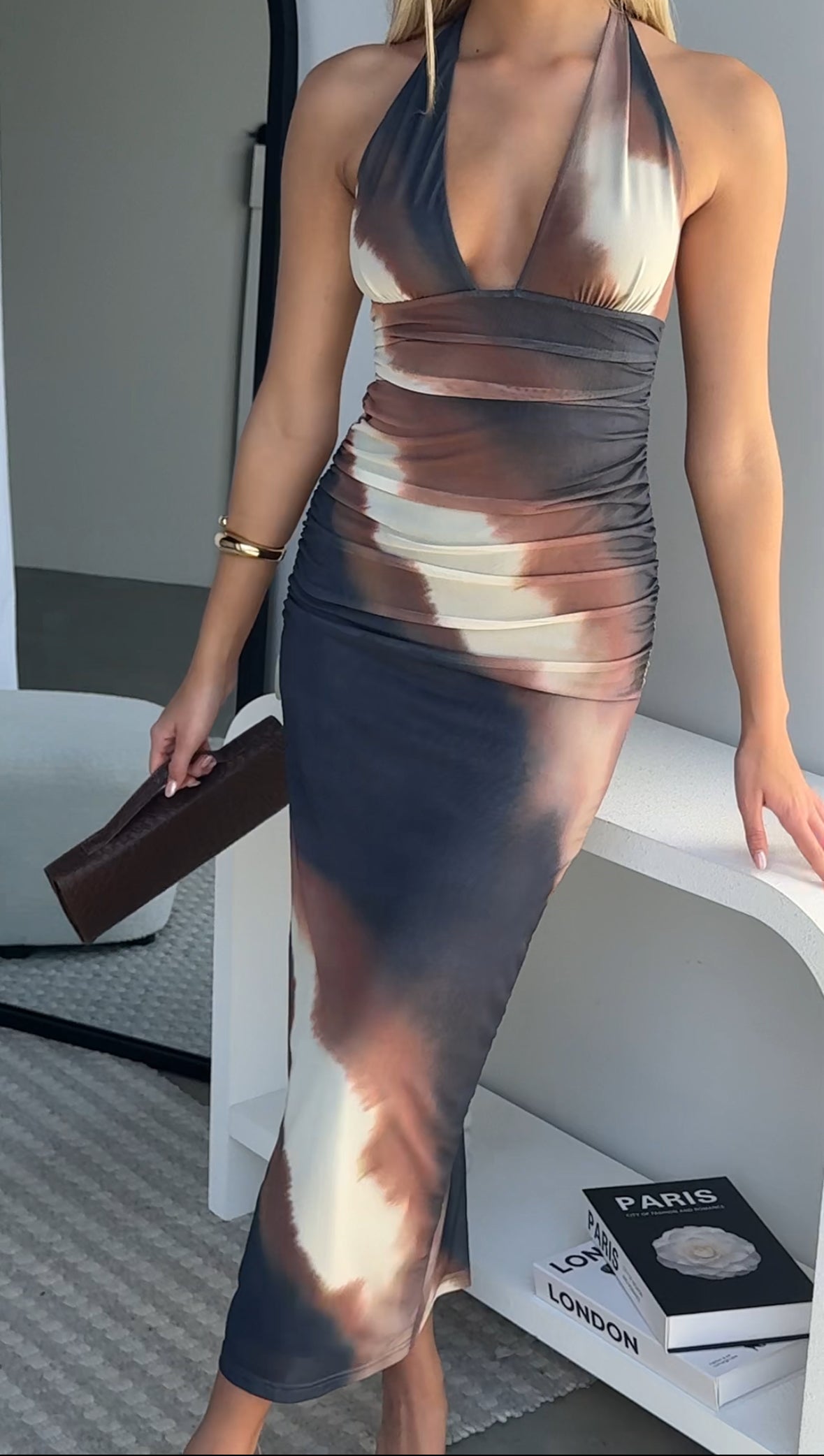 HUDSON MAXI DRESS - BROWN MULTI