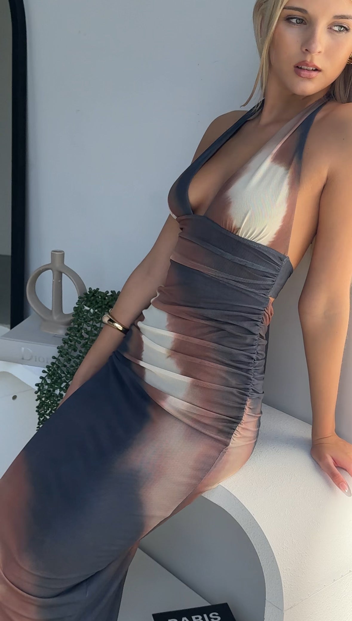 HUDSON MAXI DRESS - BROWN MULTI