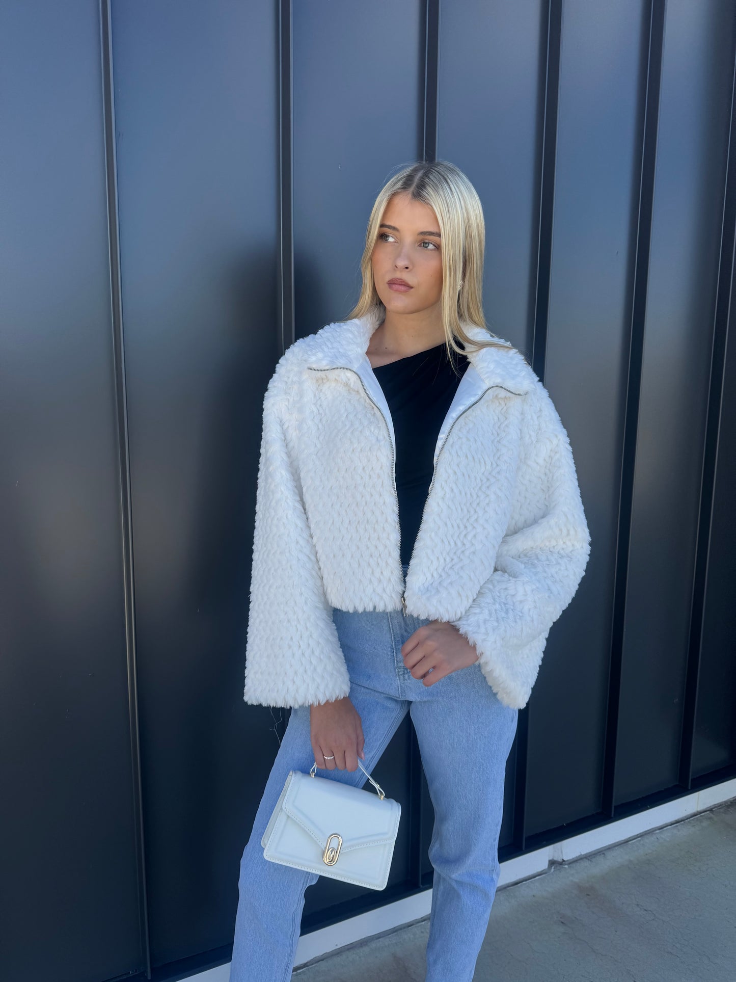 MARGOT FAUX FUR JACKET - WHITE