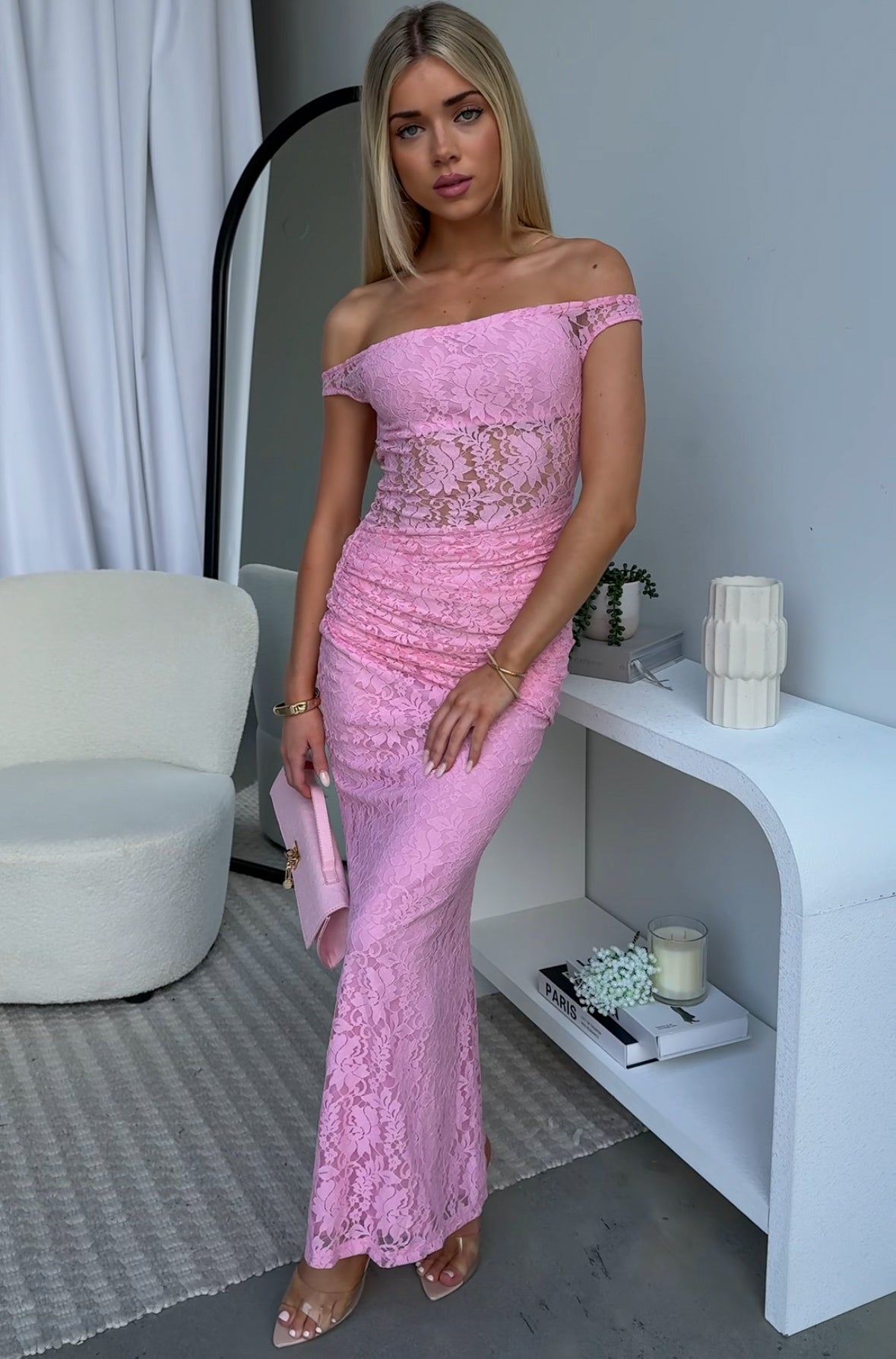 AMELIA LACE MAXI DRESS - PINK