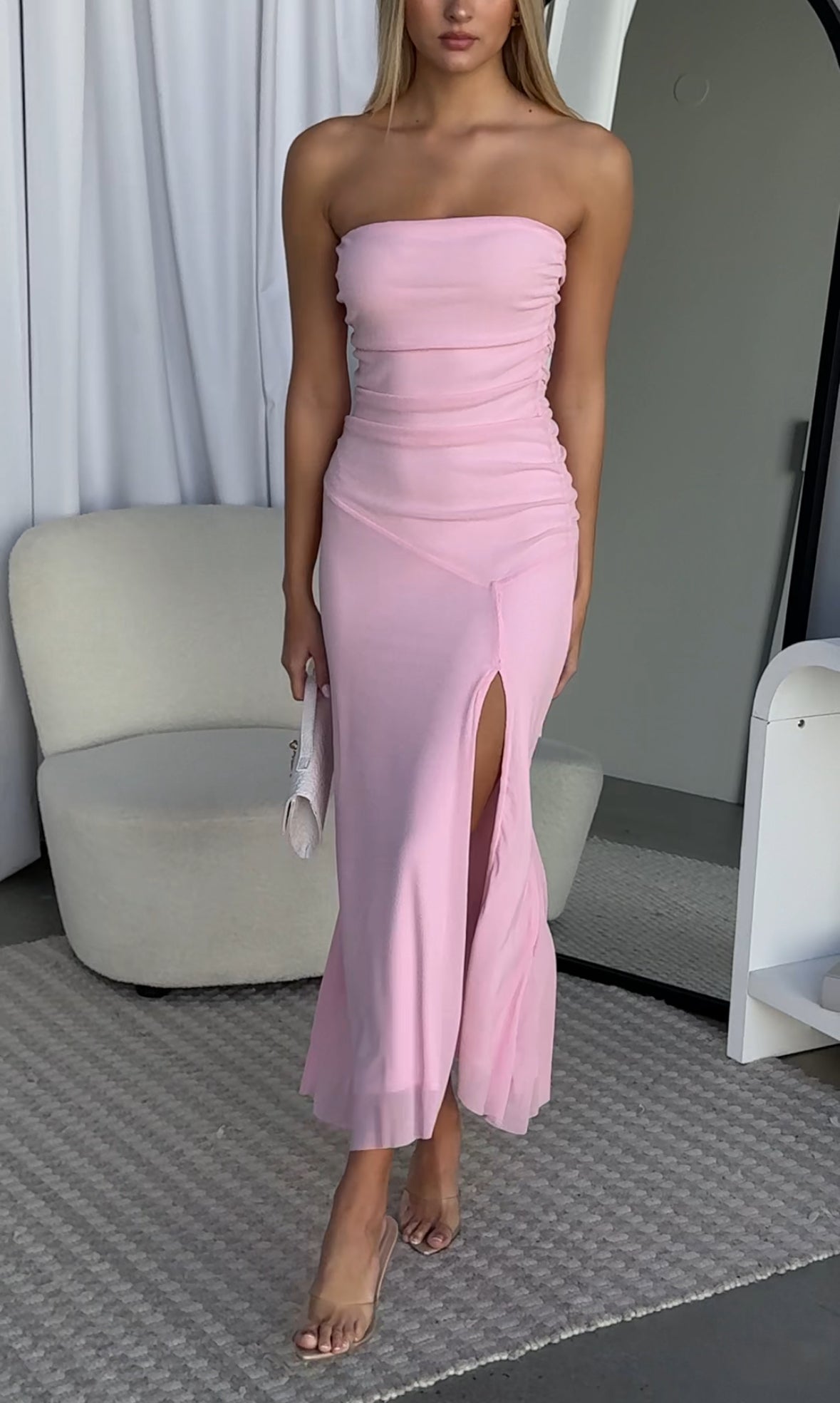 ASTON STRAPLESS MAXI DRESS - BABY PINK
