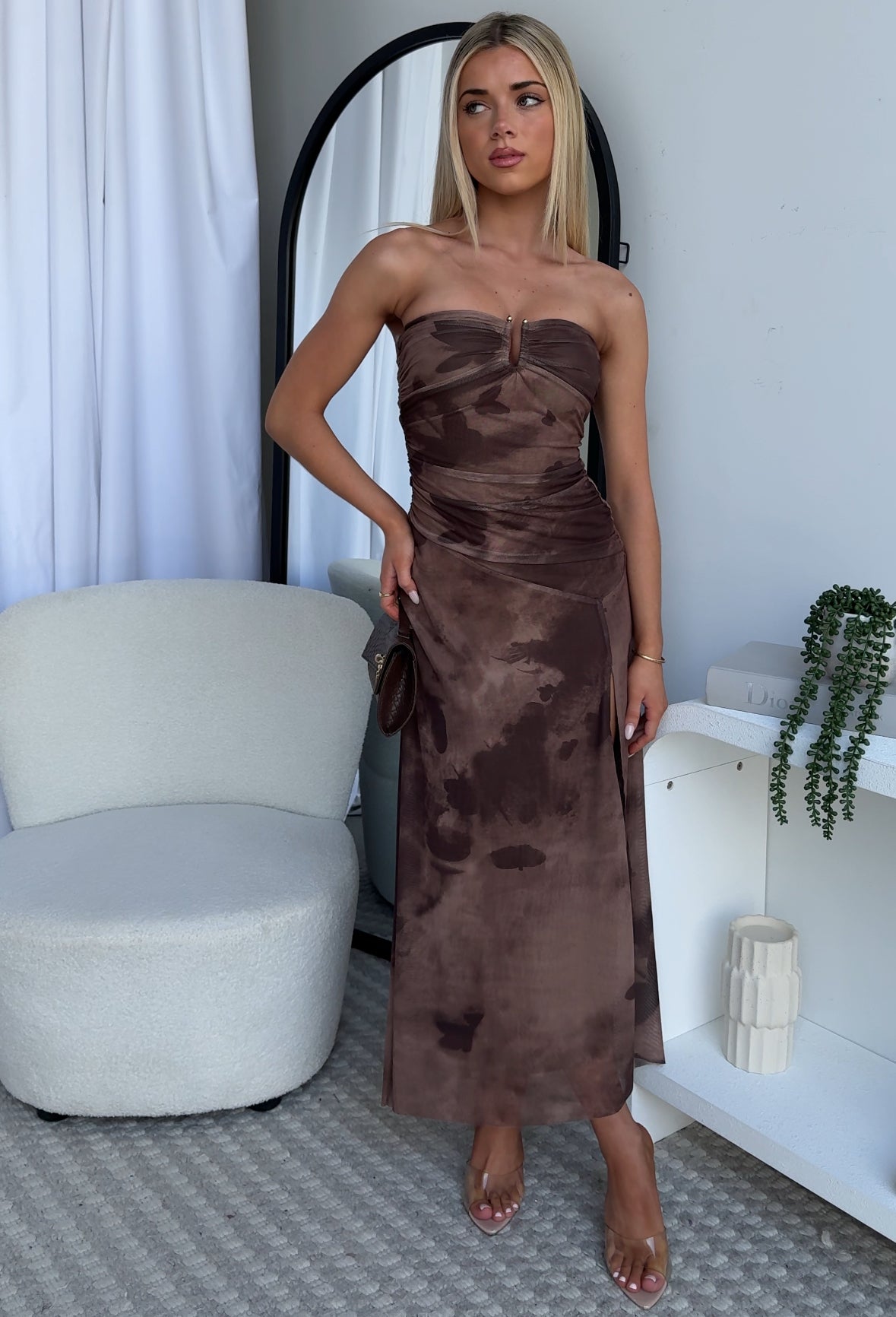 NAKARI MAXI DRESS - BROWN MULTI