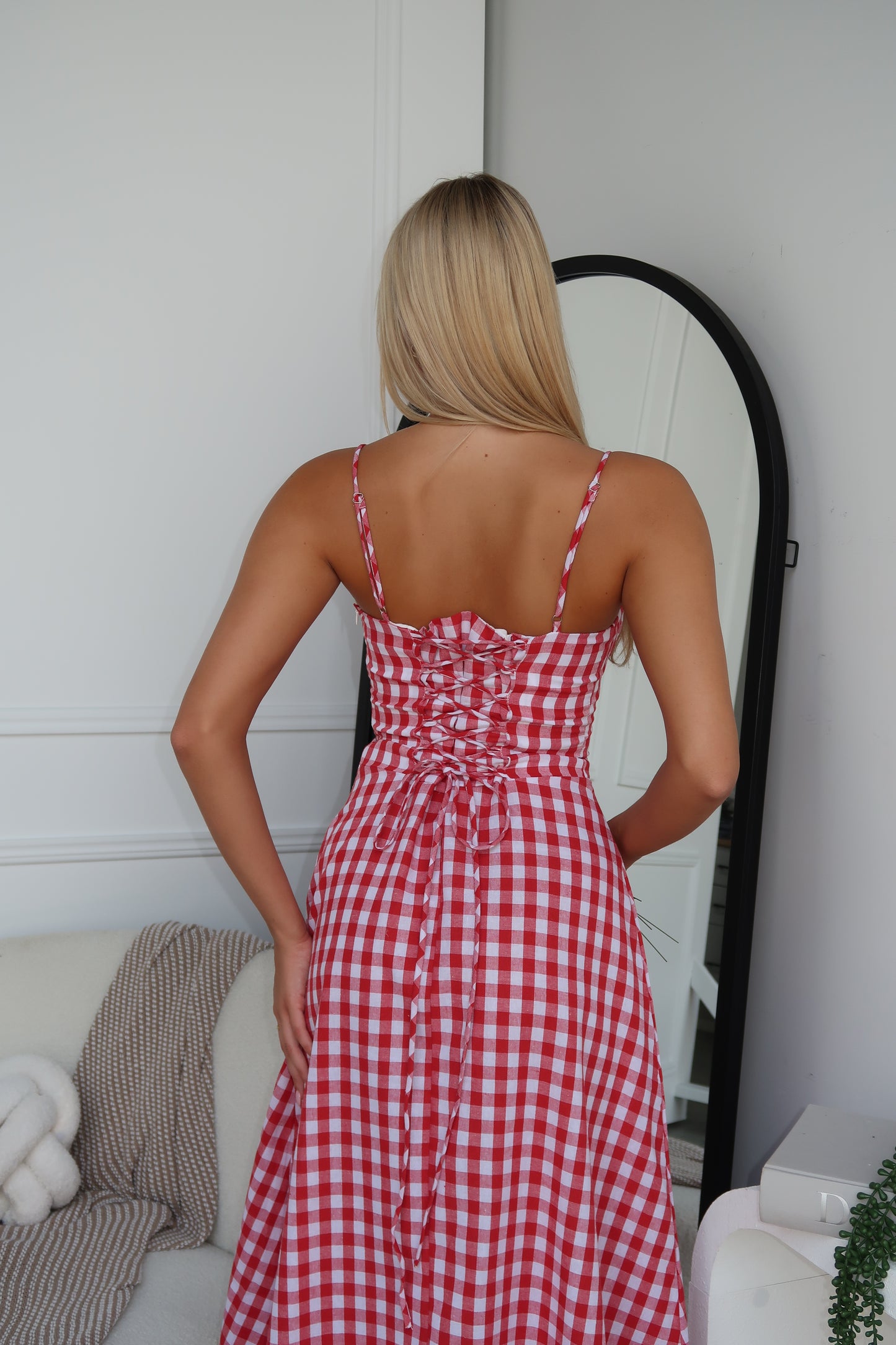 DELTA MAXI DRESS - RED GINGHAM