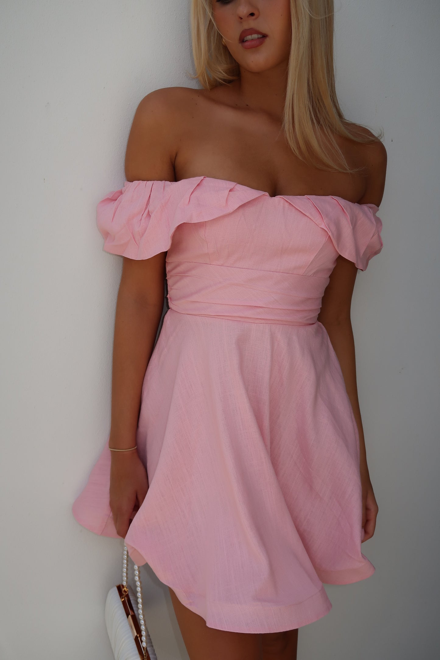 MAGGIE MINI DRESS - BABY PINK