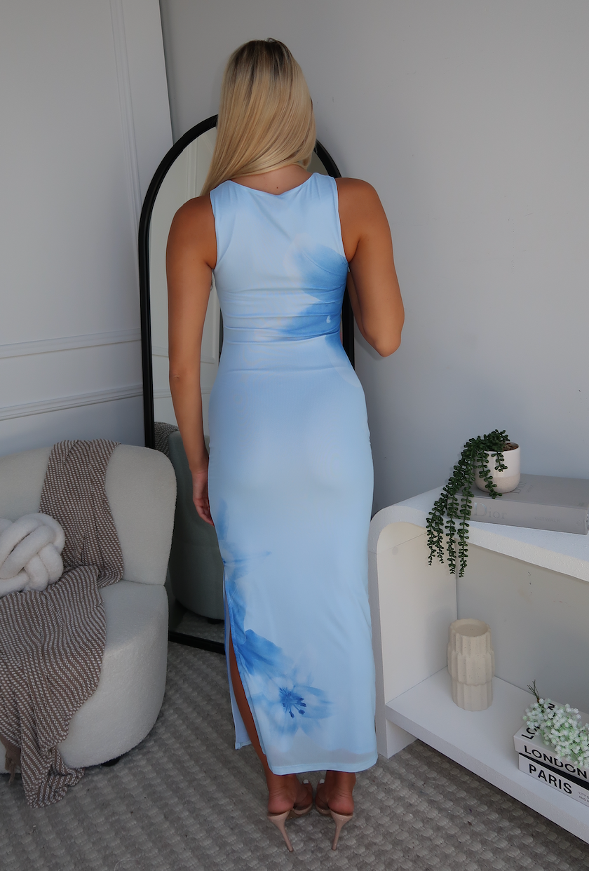 GABRIELLA FLORAL MAXI DRESS - BLUE FLORAL
