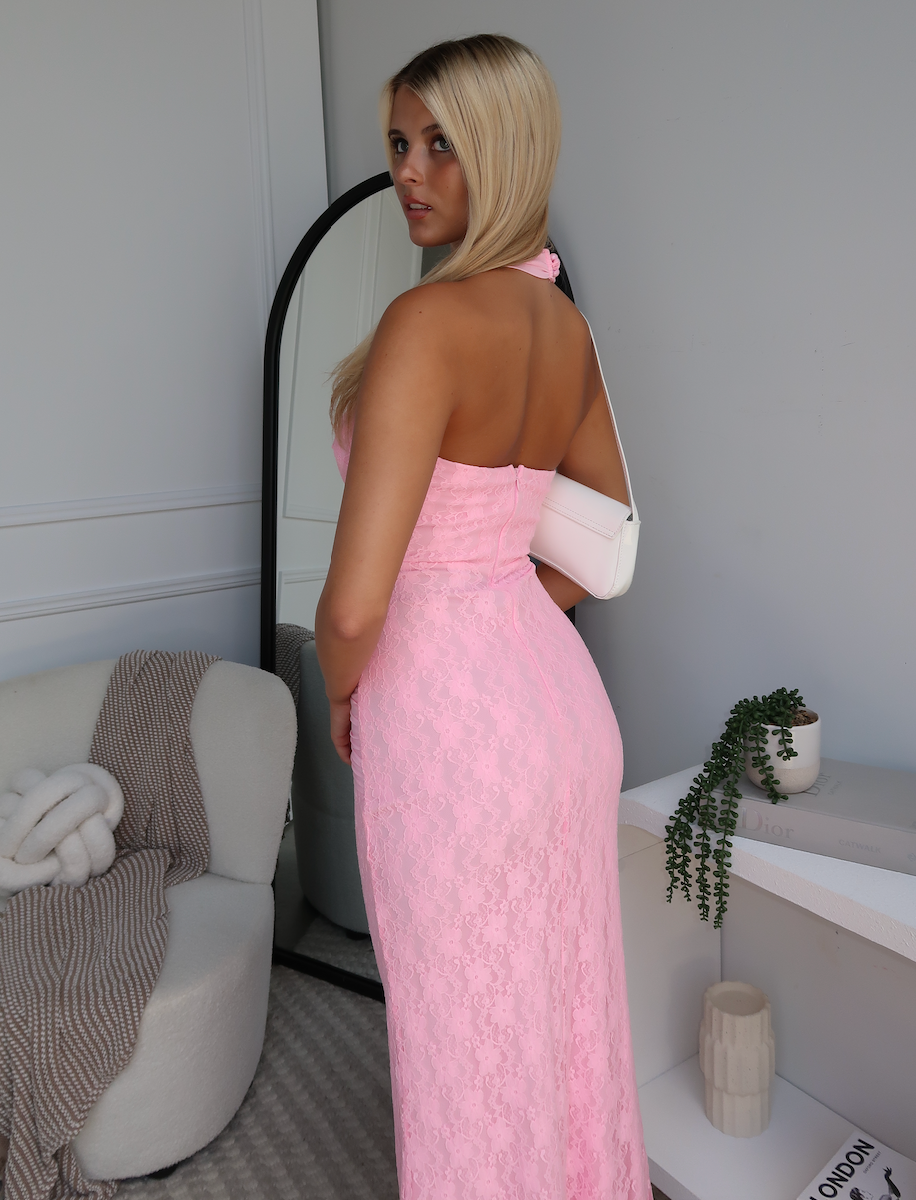 ELSI LACE MAXI DRESS - PINK