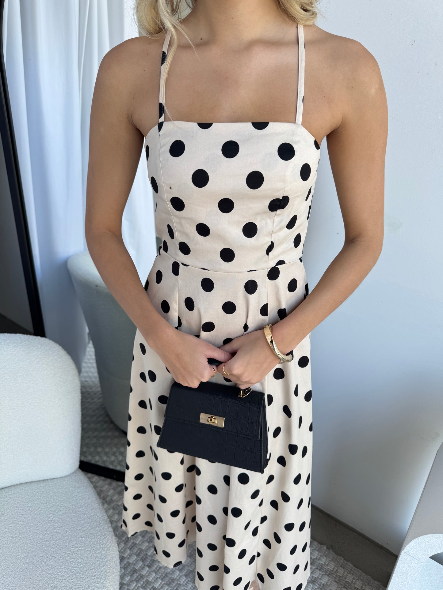 JHENE POLKA MIDI DRESS