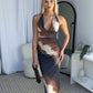 HUDSON MAXI DRESS - BROWN MULTI