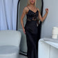 KALESHA SATIN MAXI DRESS - BLACK