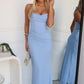 ELISE HALTER MAXI DRESS - BLUE
