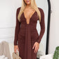 BRYSON LONG SLEEVE MAXI DRESS - CHOCOLATE