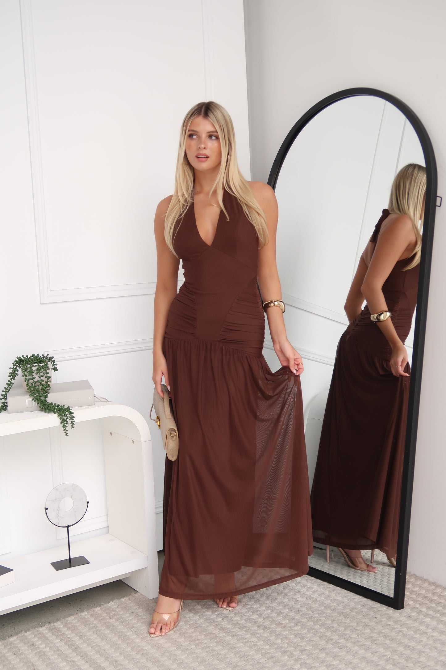 HAPER MAXI DRESS - CHOCOLATE
