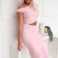 COCO OFF SHOULDER MAXI DRESS - BABY PINK