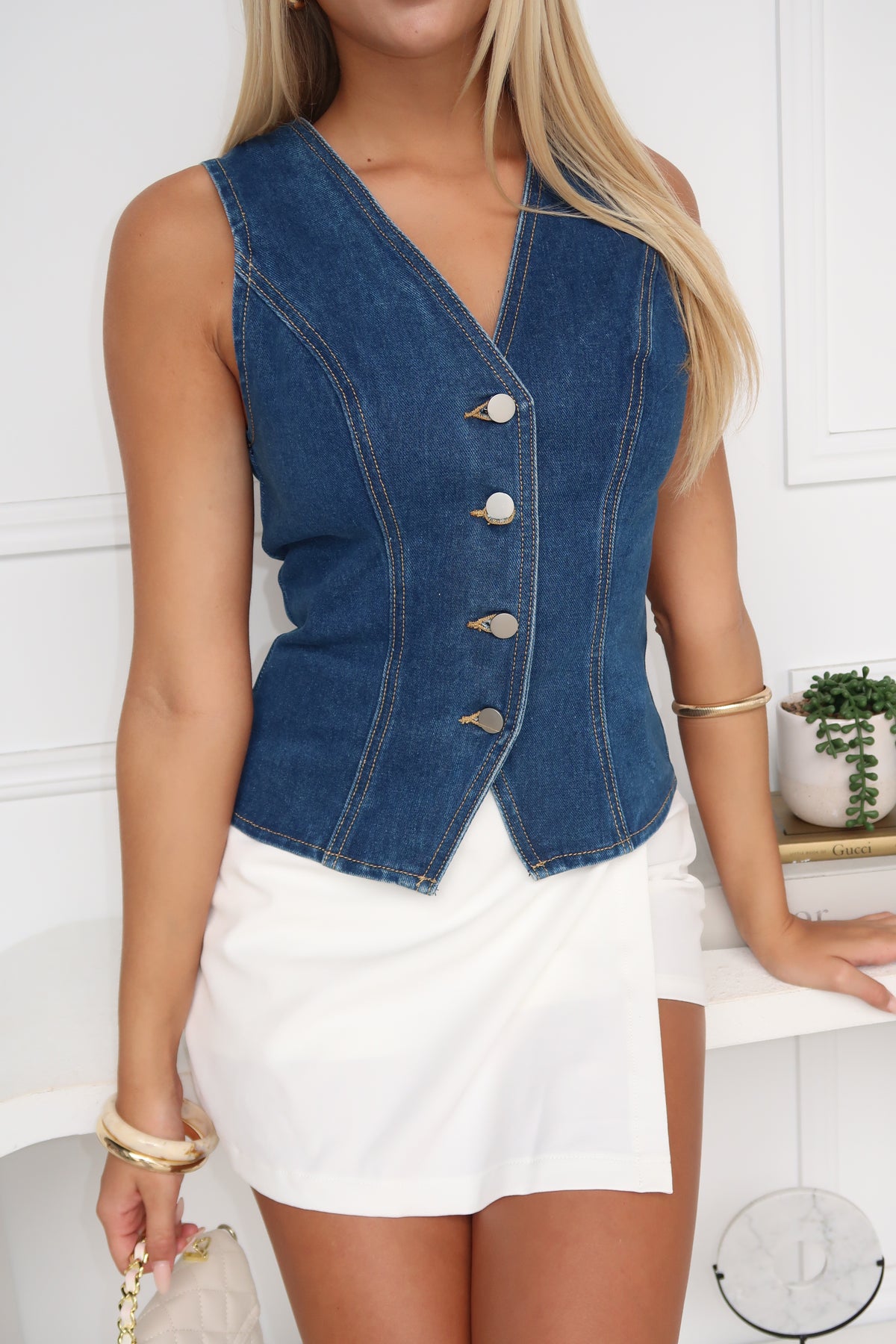 SABEL TOP - BLUE DENIM
