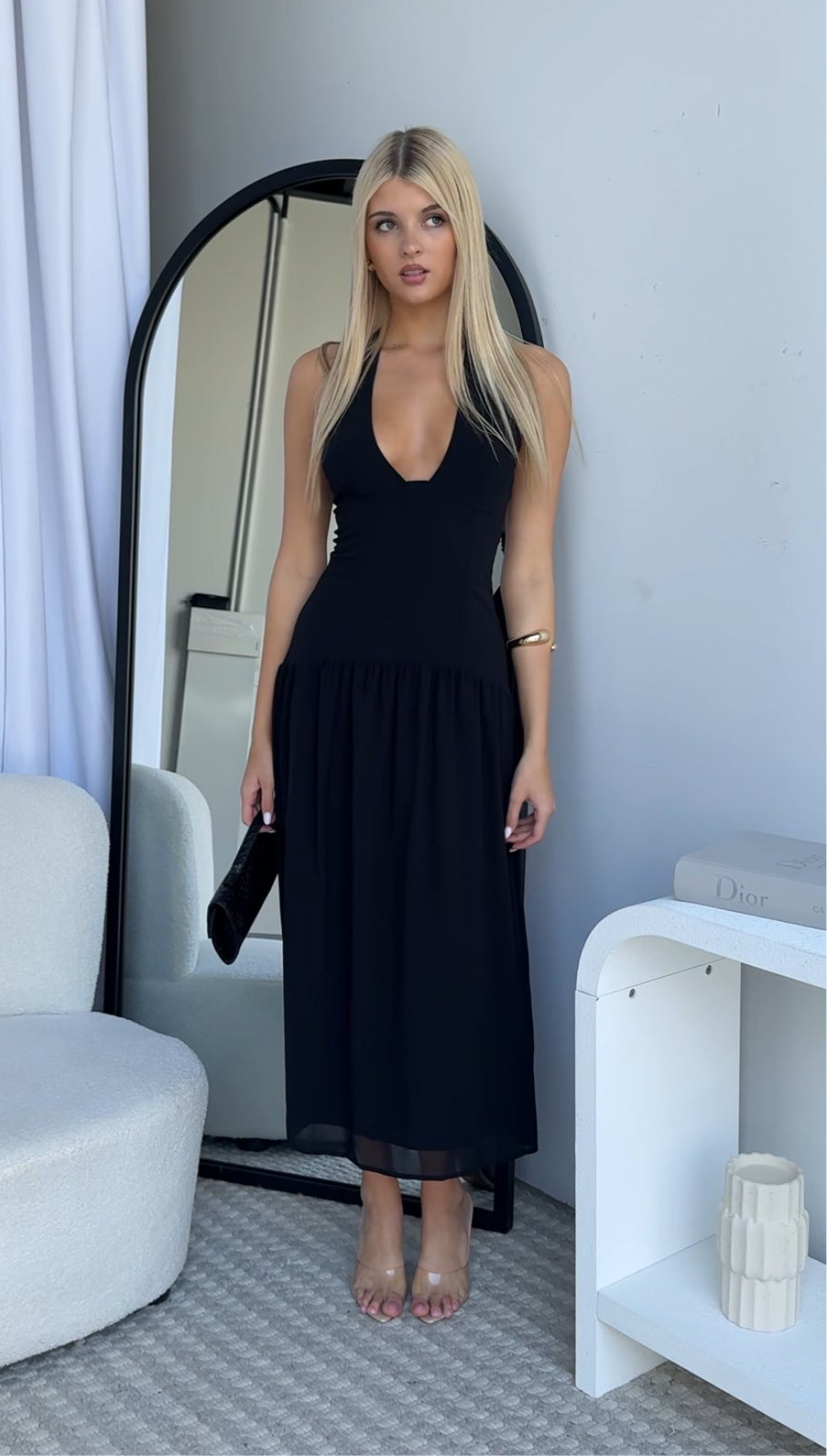 AMBER MIDI DRESS - BLACK