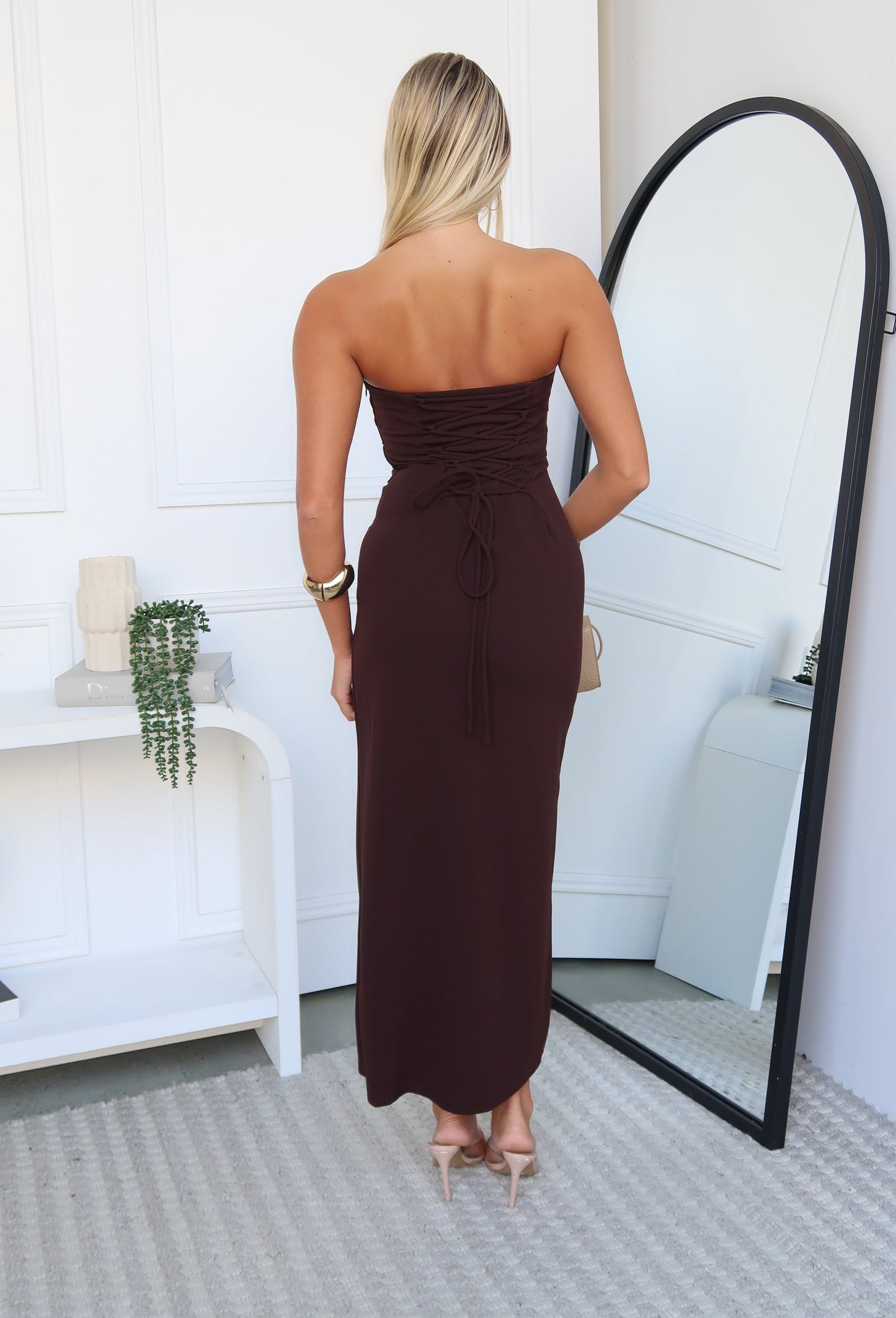 HOPE STRAPLESS MAXI DRESS - CHOCOLATE