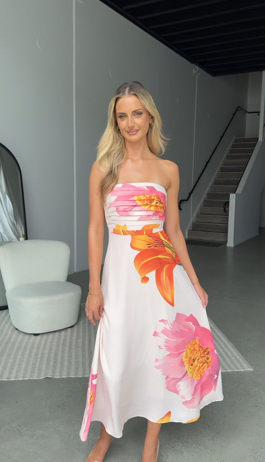 AMBROSE FLORAL MAXI - ORANGE