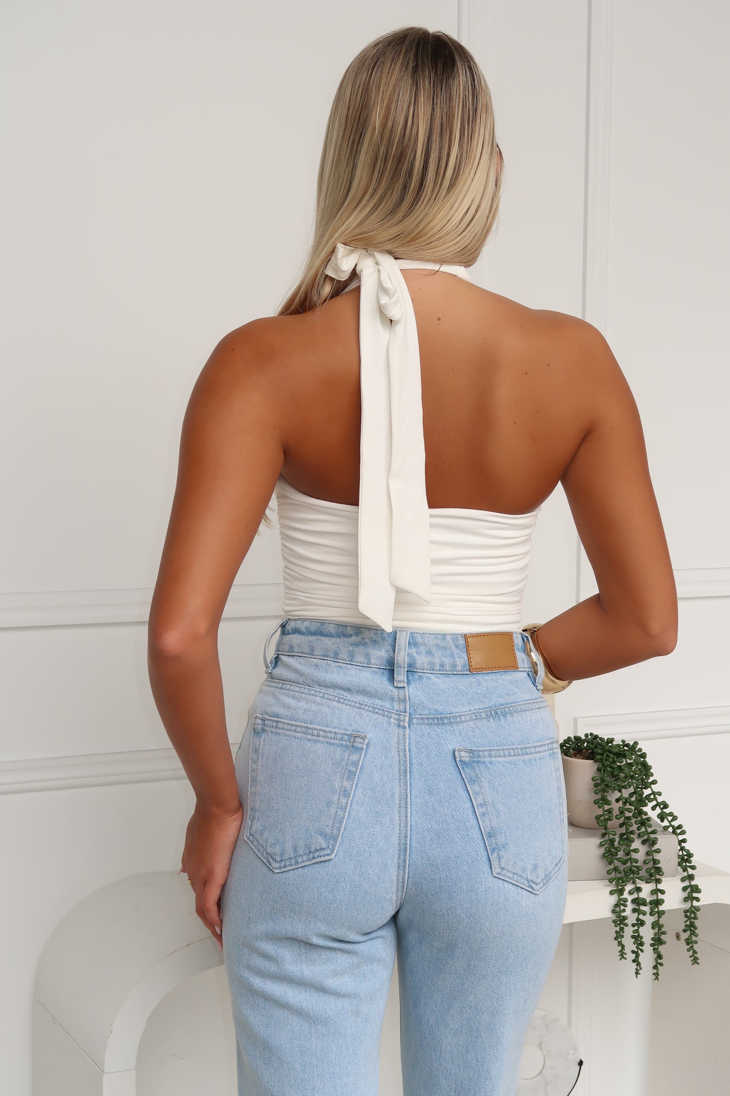 ARIANA HALTER BODYSUIT - WHITE