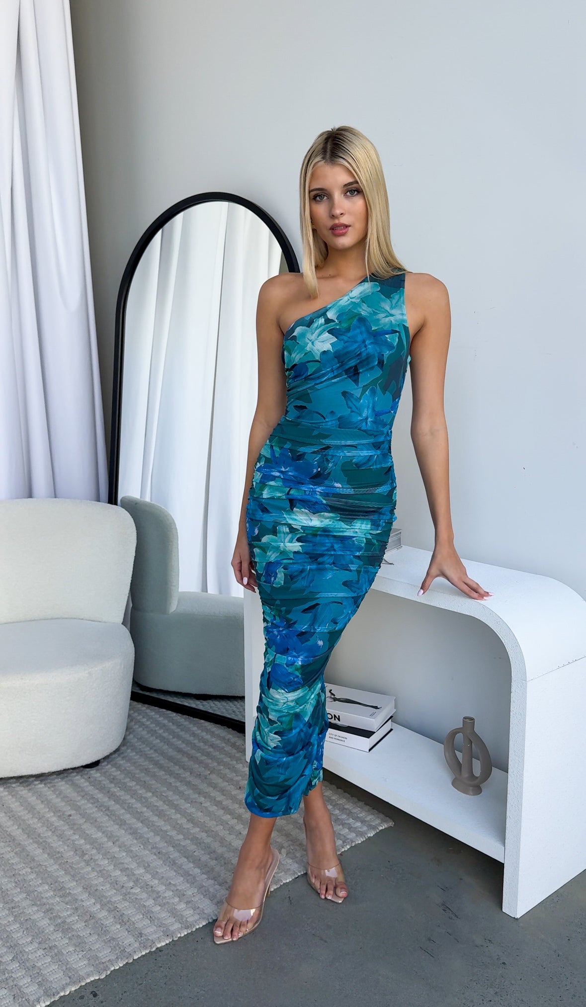 JAELYN DRESS - TEAL FLORAL PRINT