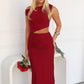 COCO OFF SHOULDER MAXI DRESS - WINE