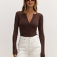 LARA BODYSUIT BY BAYSE BRAND - CHOCOLATE