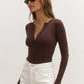 LARA BODYSUIT BY BAYSE BRAND - CHOCOLATE