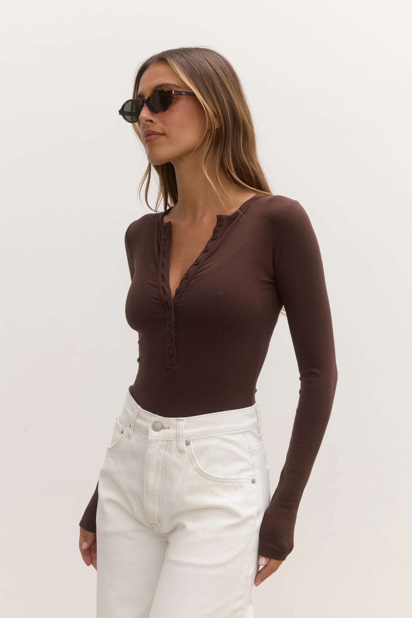 LARA BODYSUIT BY BAYSE BRAND - CHOCOLATE