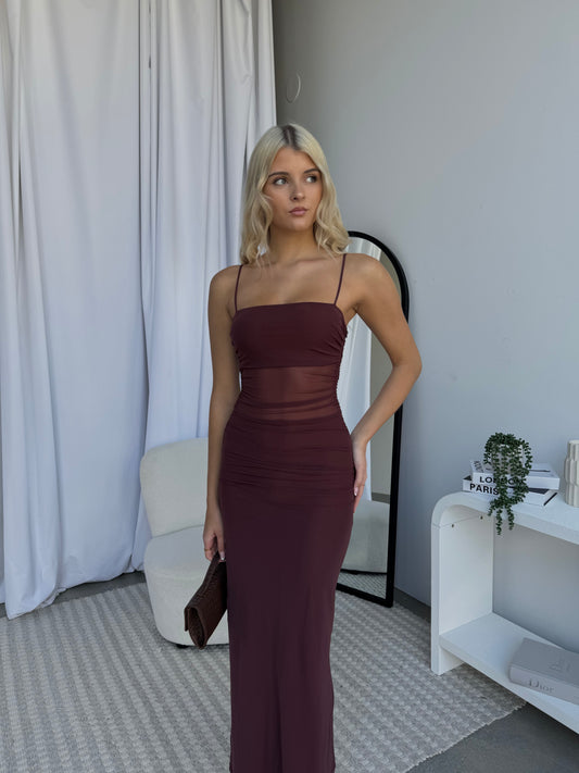 ZARA MAXI DRESS - CHOCOLATE