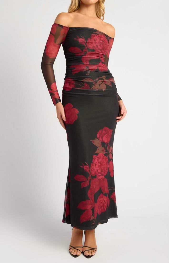 CAMIL MAXI DRESS - WINE FLORAL