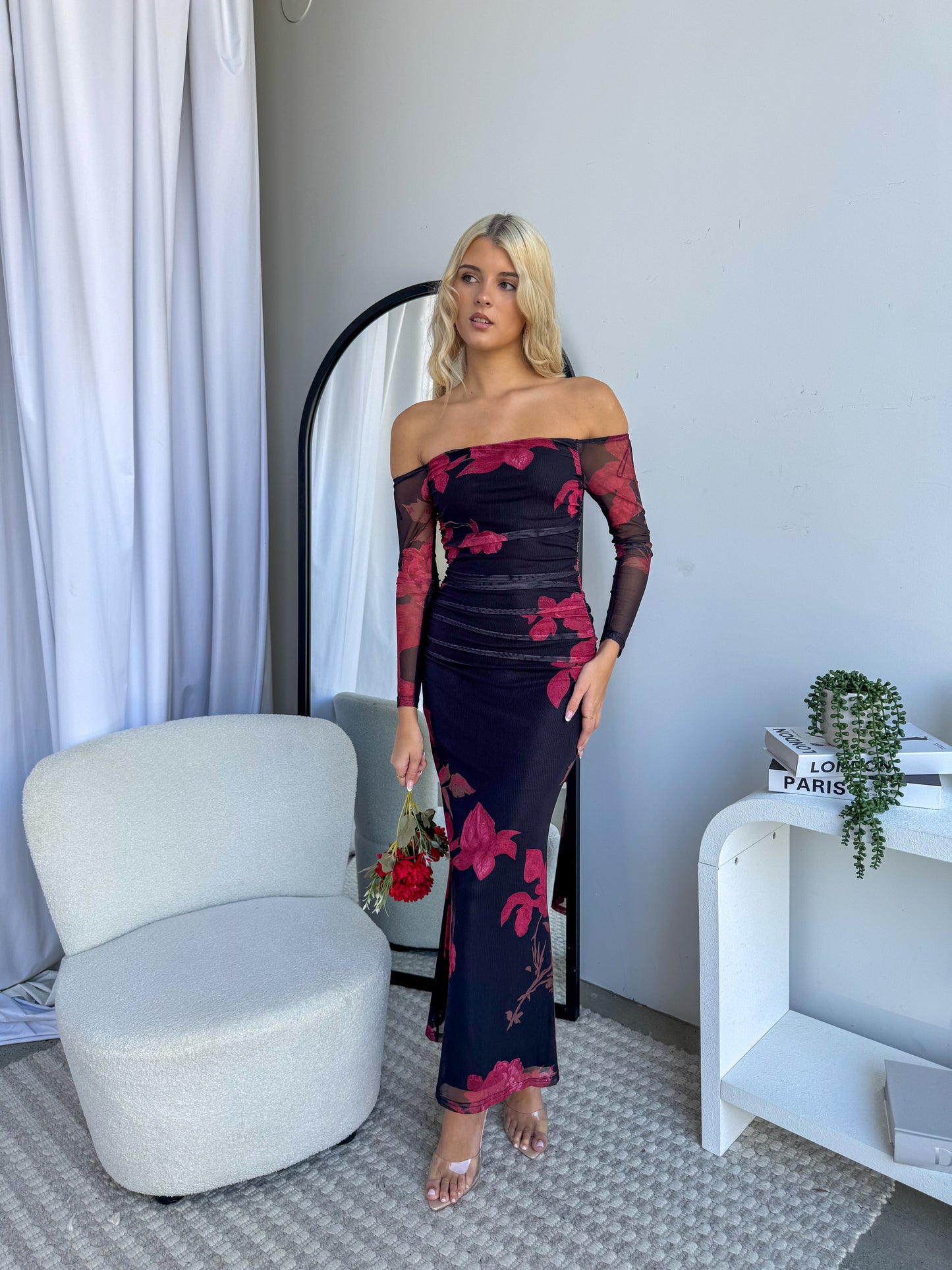 CAMIL MAXI DRESS - WINE FLORAL