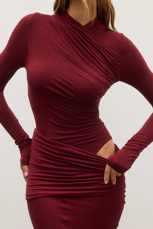 AMRITA BODYSUIT BY BAYSE BRAND - WINE
