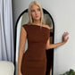 ORIA TEXTURED DRESS - CHOCOLATE
