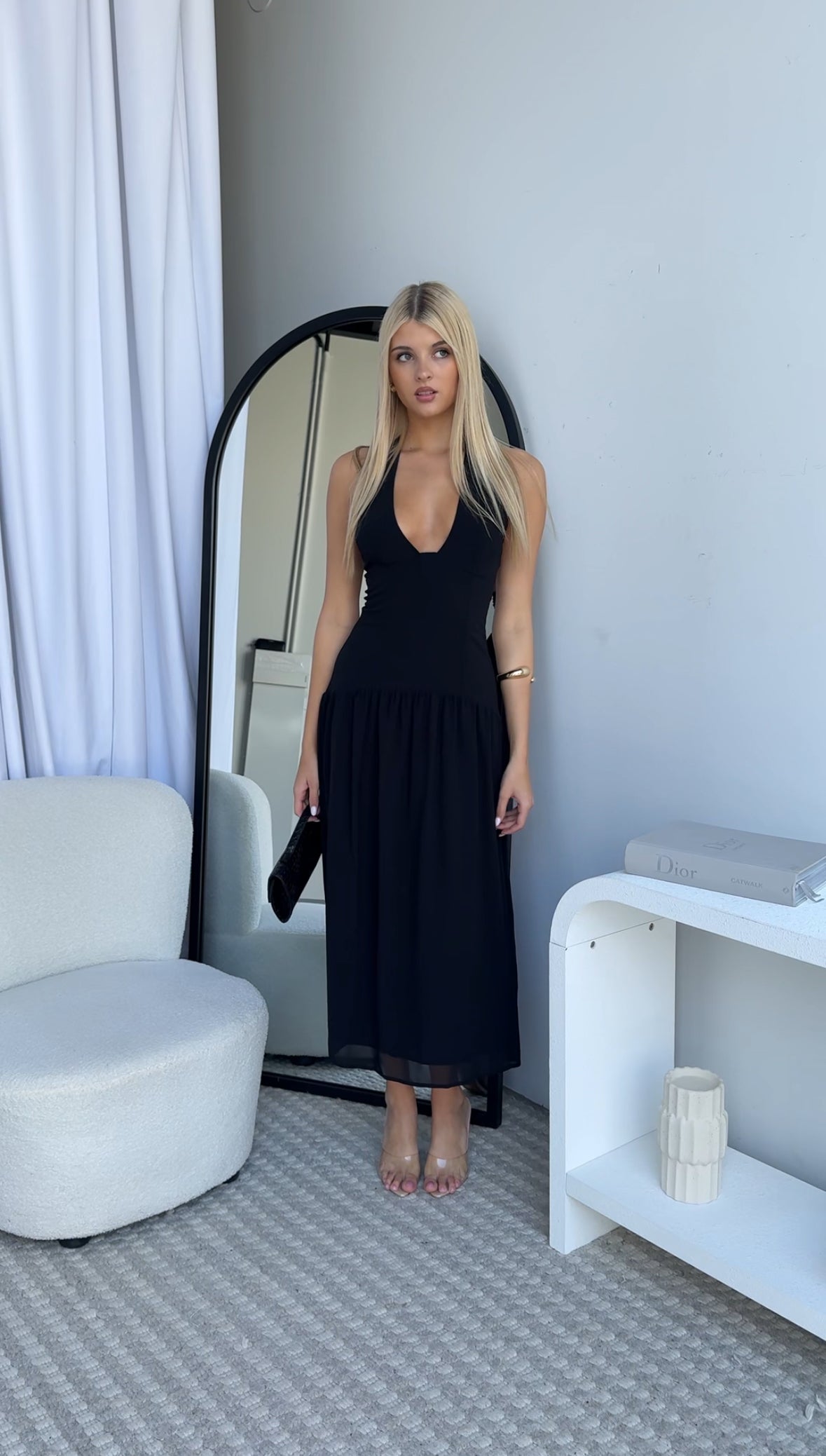 AMBER MIDI DRESS - BLACK