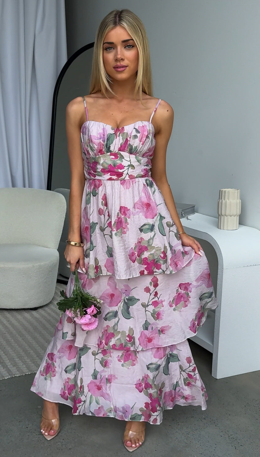 MERCY RUFFLE MAXI DRESS - FLORAL