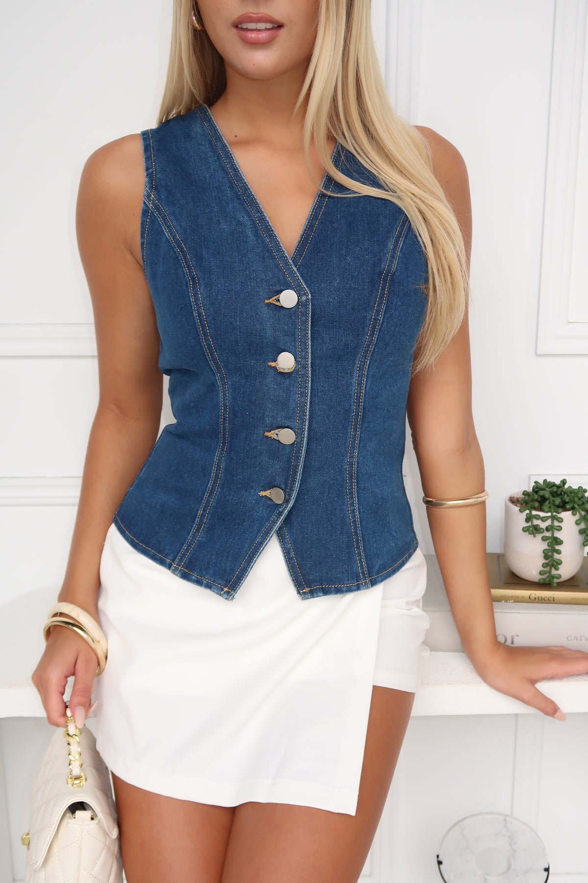 SABEL TOP - BLUE DENIM
