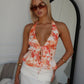 RICKY HALTER FLORAL TOP - ORANGE