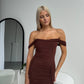 VIENNA RUFFLE MAXI DRESS - CHOCOLATE